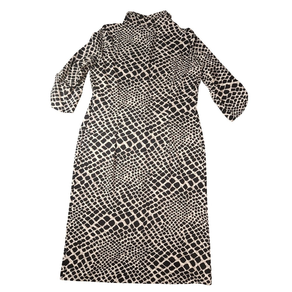 J. McLaughlin Shirt Dress Womens S Black White Snake Print Stretch‎ Catalina 3/4